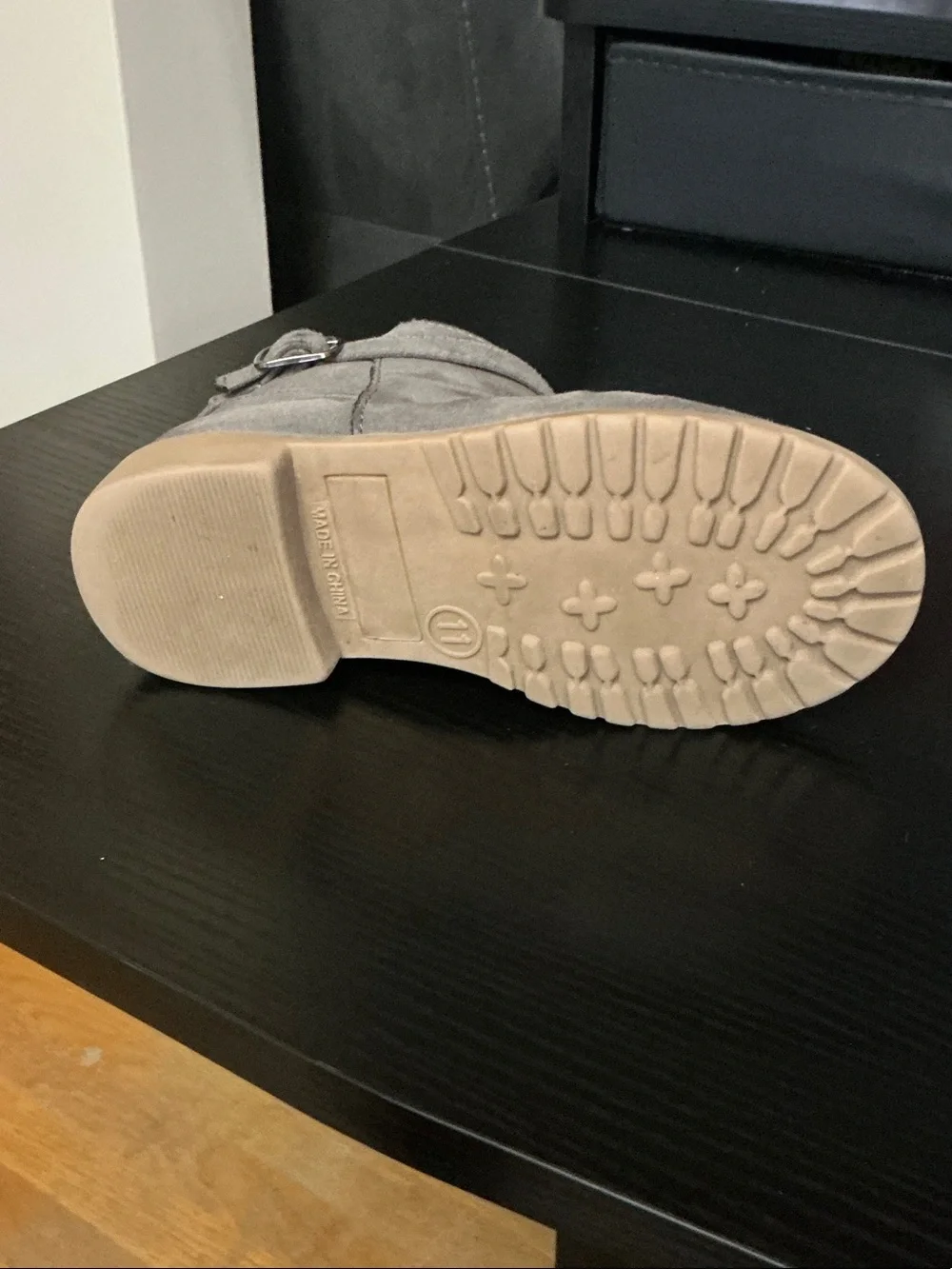 Old Navy Grey Suede Ankle Boots with Tan Soles - Kids